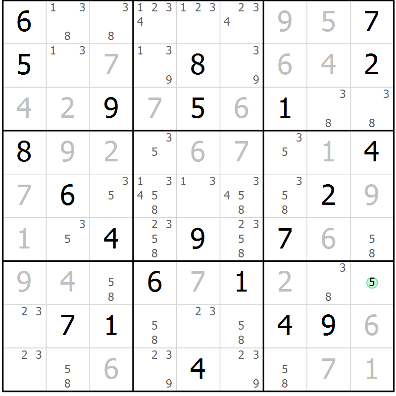 Position des candidats pour la solution de la Gr 14 page 17 du magazine de sudoku Virtuose n° 120