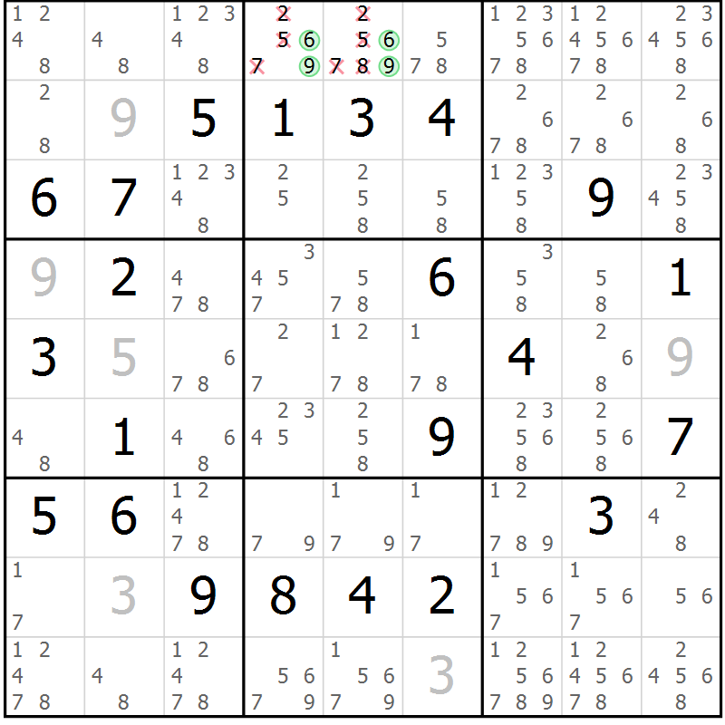 Position des candidats pour la solution de la Gr 15 page 18 du magazine de sudoku Virtuose n° 120