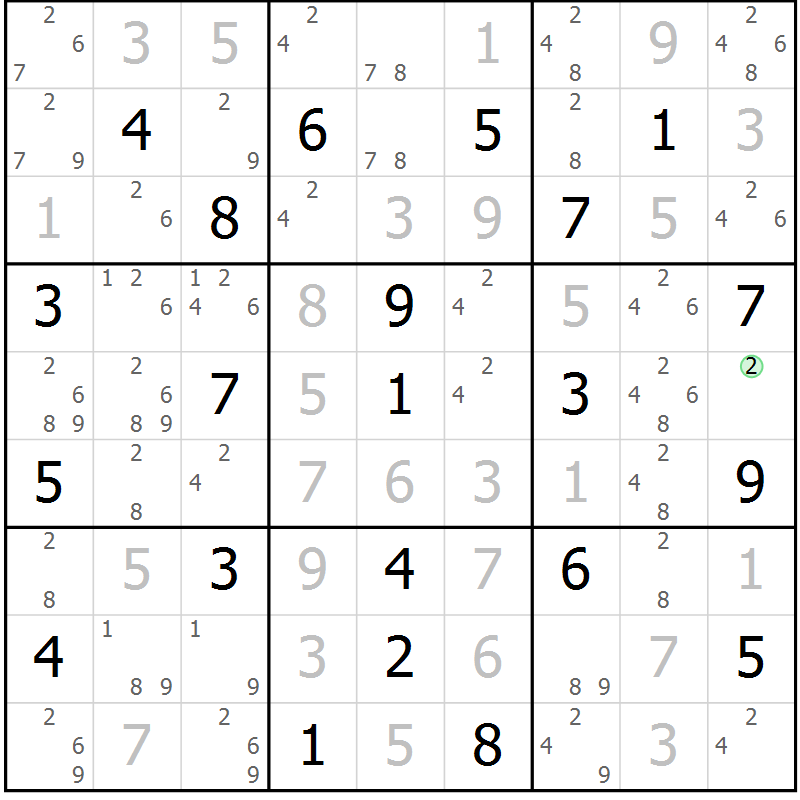Position des candidats pour la solution de la Gr 16 page 19 du magazine de sudoku Virtuose n° 120