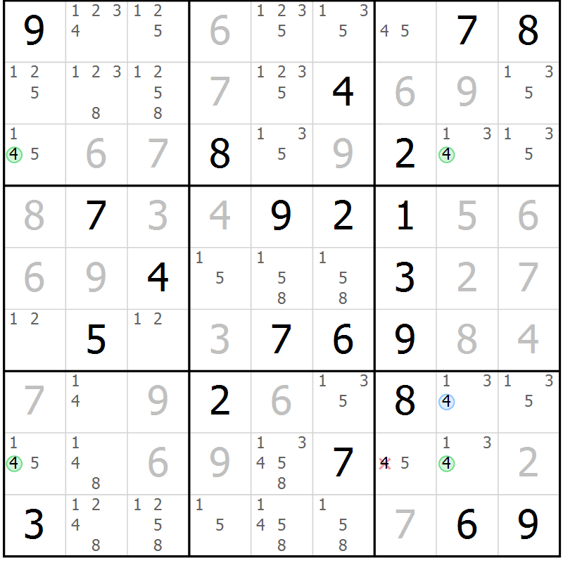 Position des candidats pour la solution de la Gr 17 page 20 du magazine de sudoku Virtuose n° 120