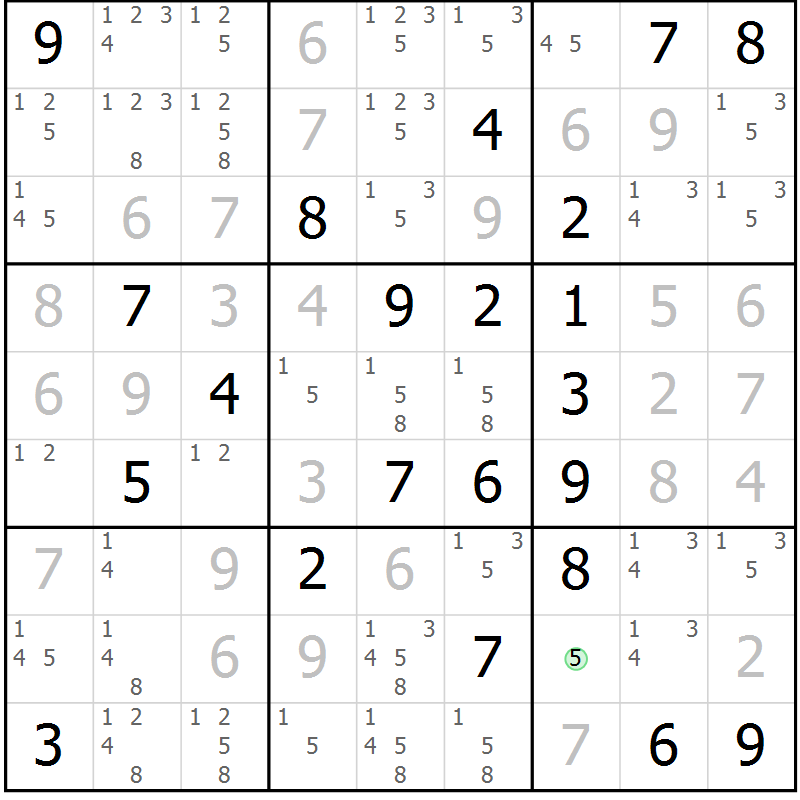 Position des candidats pour la solution de la Gr 17 page 20 du magazine de sudoku Virtuose n° 120