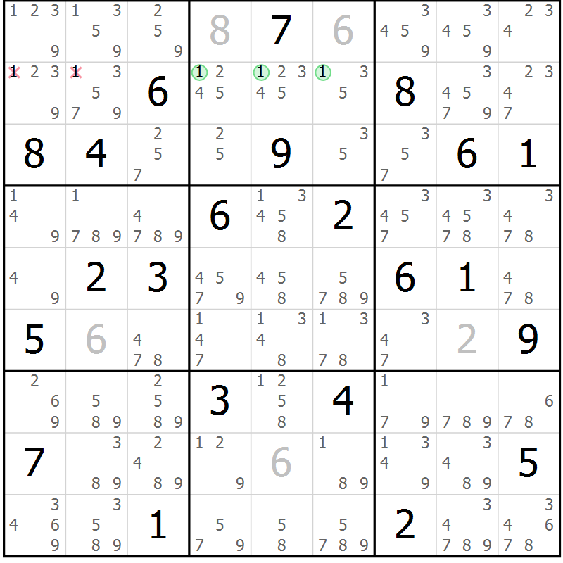 Position des candidats pour la solution de la Gr 19 page 22 du magazine de sudoku Virtuose n° 120
