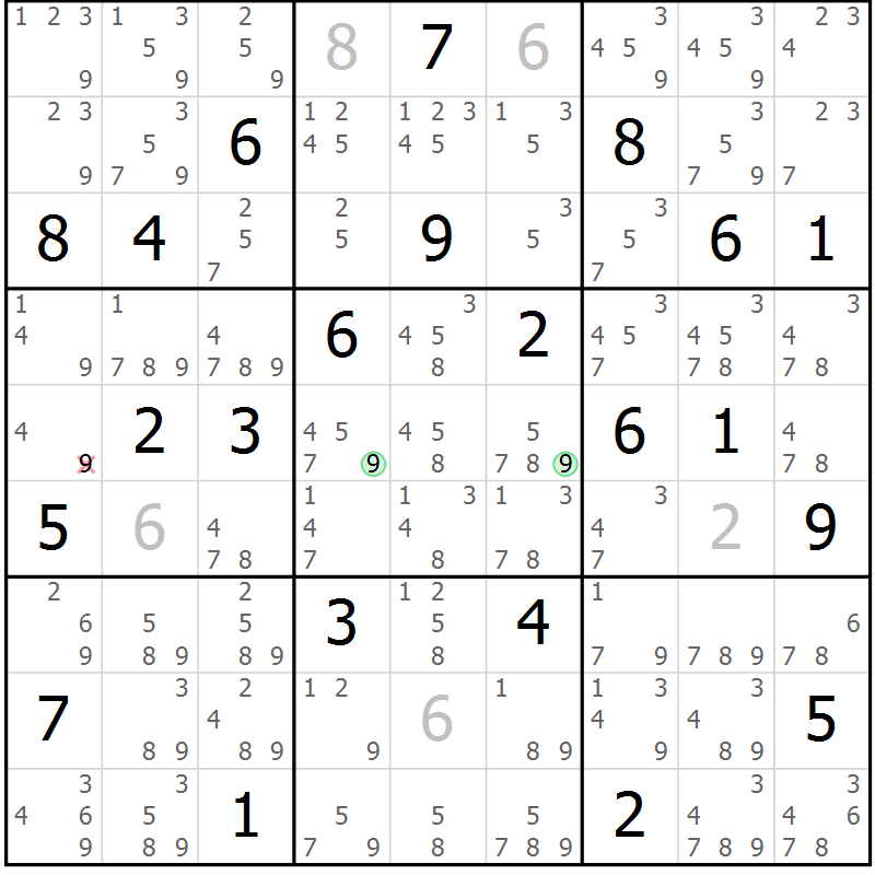 Position des candidats pour la solution de la Gr 19 page 22 du magazine de sudoku Virtuose n° 120