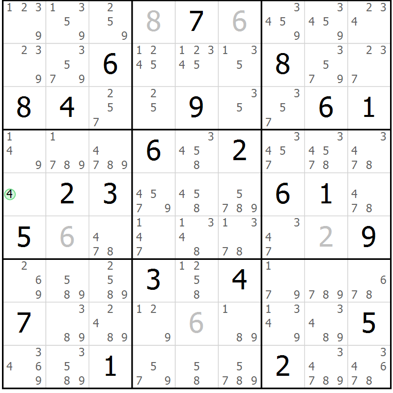 Position des candidats pour la solution de la Gr 19 page 22 du magazine de sudoku Virtuose n° 120