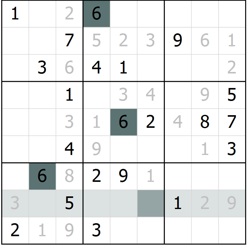 Position des candidats pour la solution de la Gr 2 page 5 du magazine de sudoku Virtuose n° 120