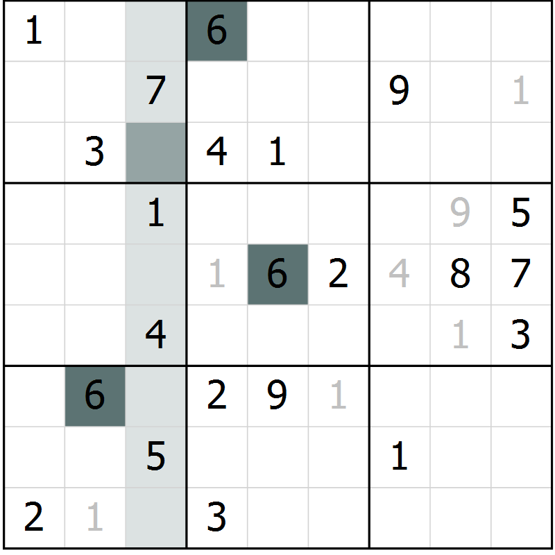 Position des candidats pour la solution de la Gr 2 page 5 du magazine de sudoku Virtuose n° 120