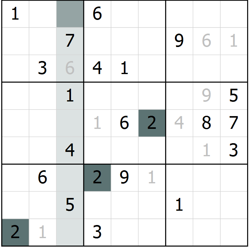 Position des candidats pour la solution de la Gr 2 page 5 du magazine de sudoku Virtuose n° 120