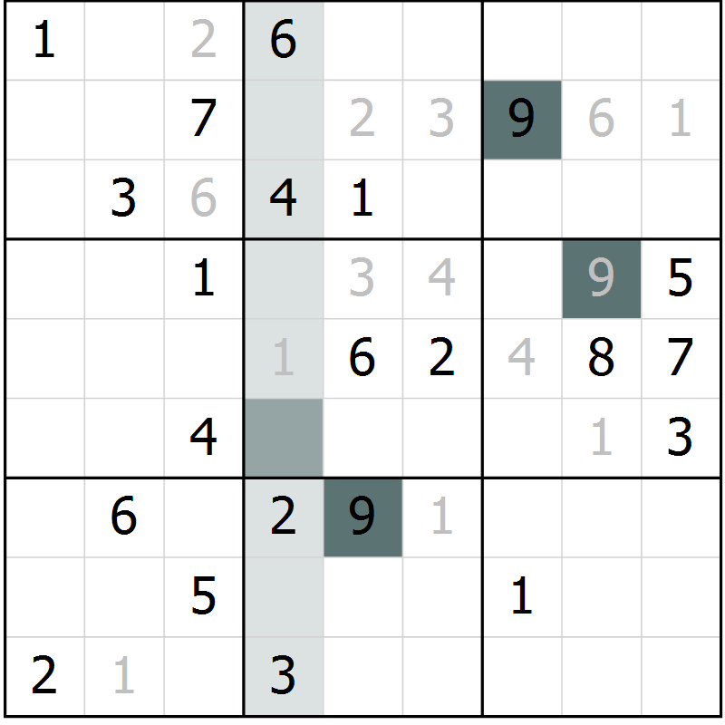 Position des candidats pour la solution de la Gr 2 page 5 du magazine de sudoku Virtuose n° 120