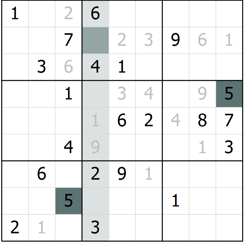 Position des candidats pour la solution de la Gr 2 page 5 du magazine de sudoku Virtuose n° 120