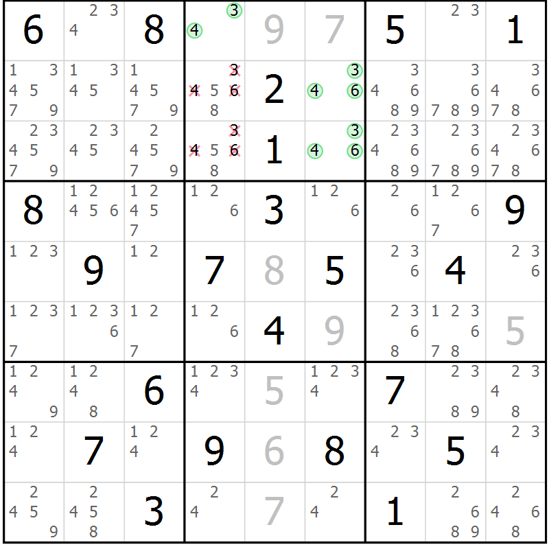Position des candidats pour la solution de la Gr 20 page 23 du magazine de sudoku Virtuose n° 120