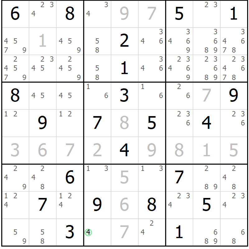 Position des candidats pour la solution de la Gr 20 page 23 du magazine de sudoku Virtuose n° 120