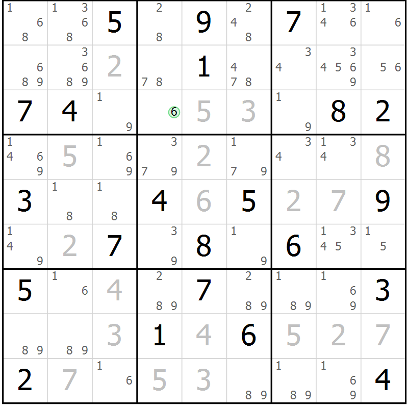 Position des candidats pour la solution de la Gr 21 page 24 du magazine de sudoku Virtuose n° 120