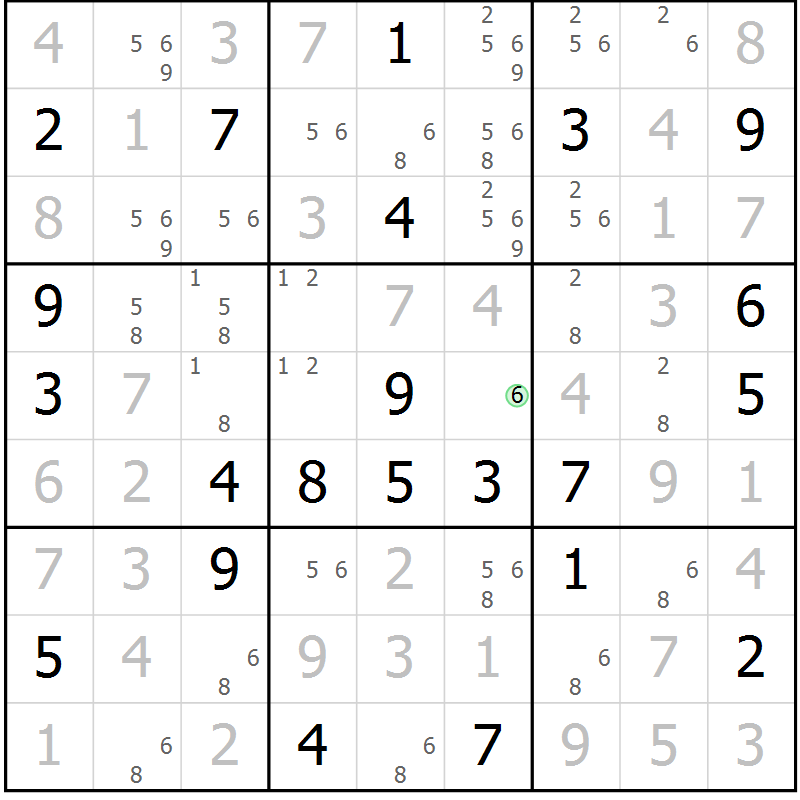 Position des candidats pour la solution de la Gr 22 page 25 du magazine de sudoku Virtuose n° 120