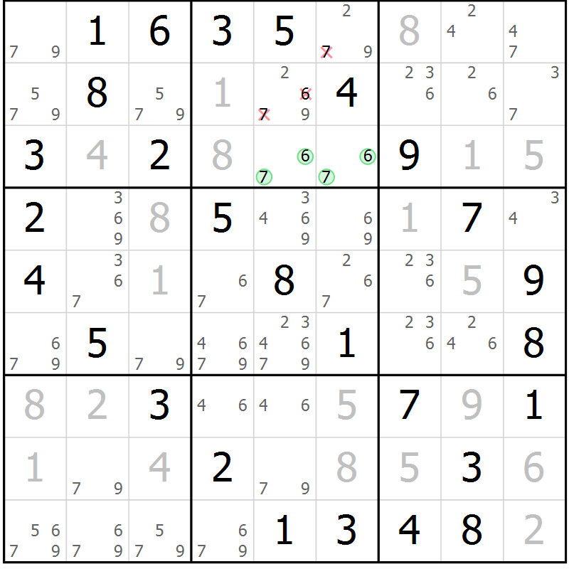 Position des candidats pour la solution de la Gr 24 page 27 du magazine de sudoku Virtuose n° 120