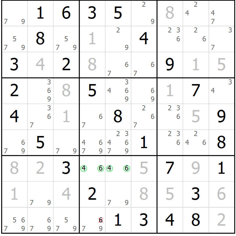 Position des candidats pour la solution de la Gr 24 page 27 du magazine de sudoku Virtuose n° 120