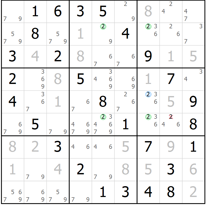 Position des candidats pour la solution de la Gr 24 page 27 du magazine de sudoku Virtuose n° 120