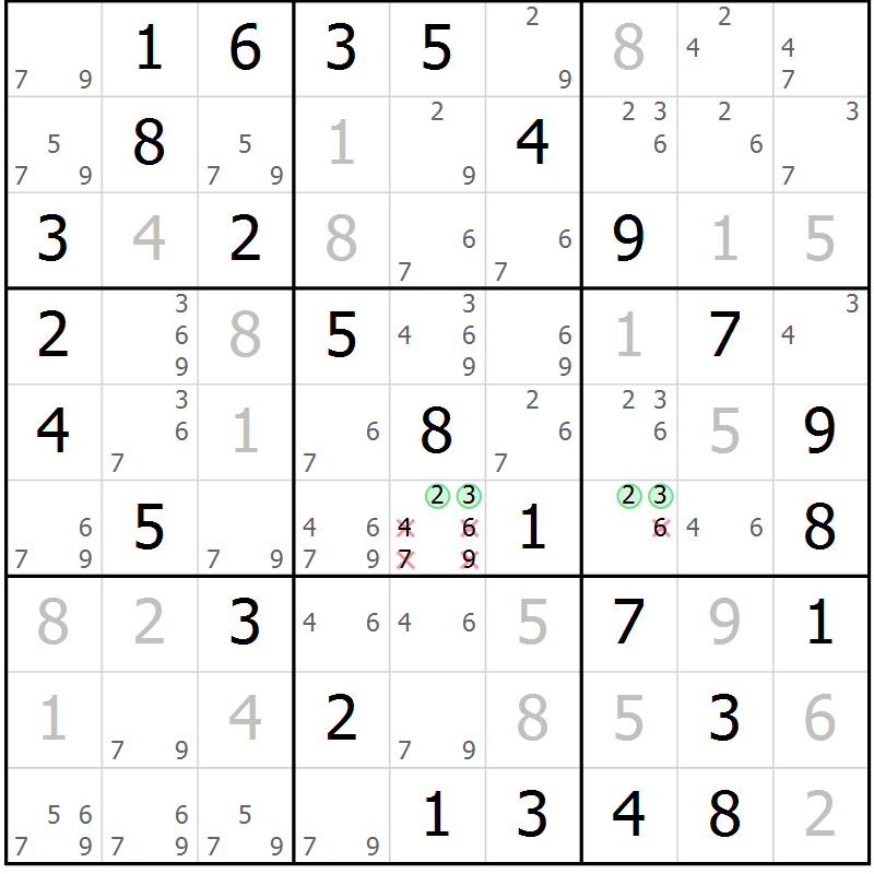 Position des candidats pour la solution de la Gr 24 page 27 du magazine de sudoku Virtuose n° 120