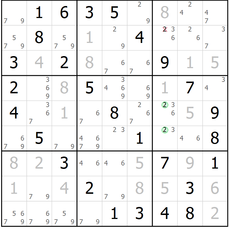 Position des candidats pour la solution de la Gr 24 page 27 du magazine de sudoku Virtuose n° 120