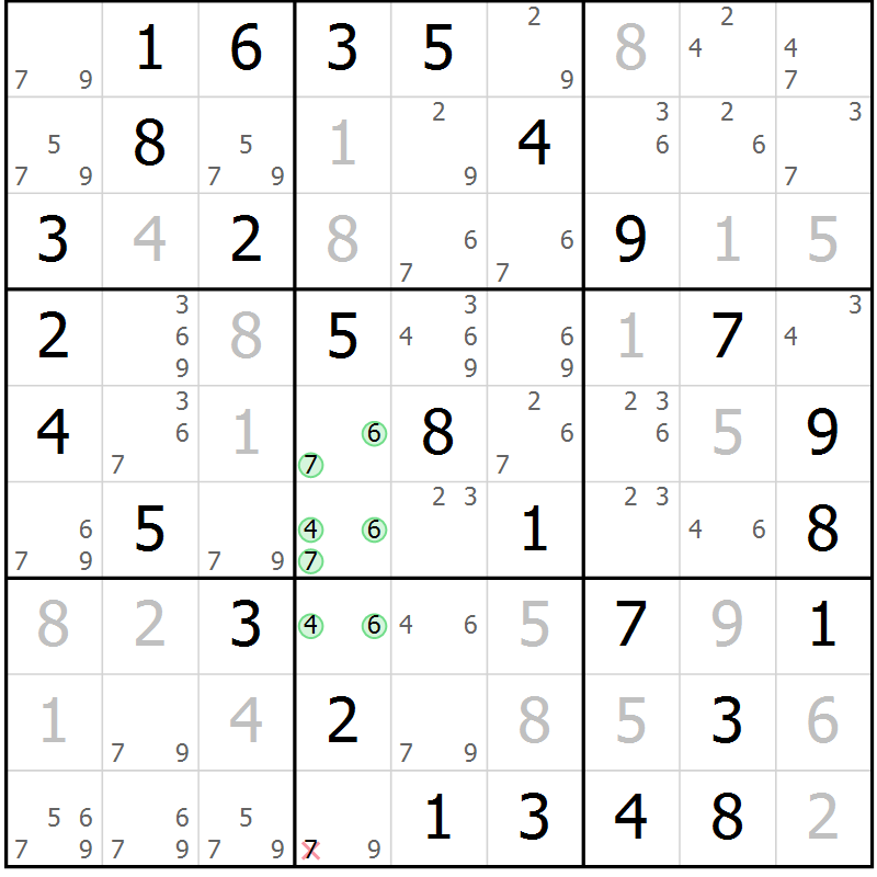 Position des candidats pour la solution de la Gr 24 page 27 du magazine de sudoku Virtuose n° 120