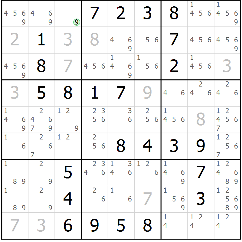Position des candidats pour la solution de la Gr 25 page 28 du magazine de sudoku Virtuose n° 120