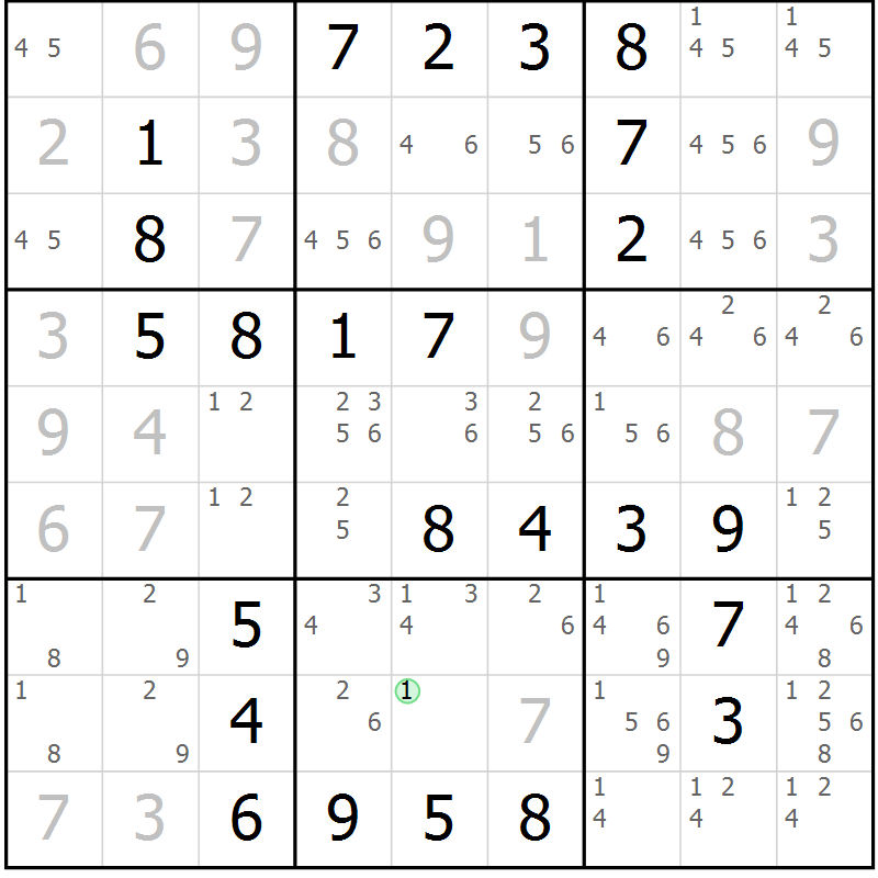 Position des candidats pour la solution de la Gr 25 page 28 du magazine de sudoku Virtuose n° 120