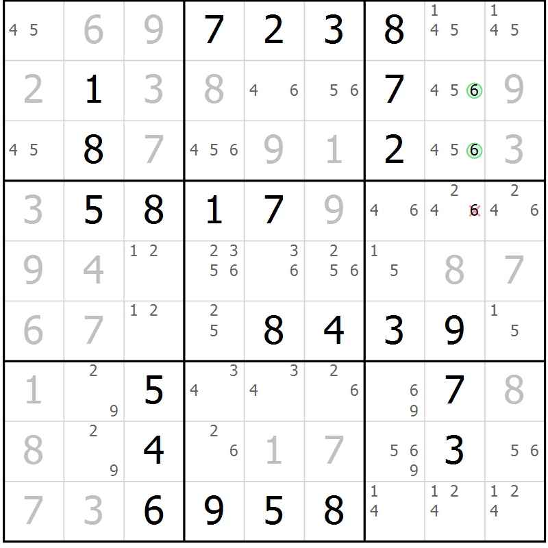 Position des candidats pour la solution de la Gr 25 page 28 du magazine de sudoku Virtuose n° 120