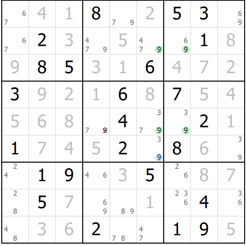 Position des candidats pour la solution de la Gr 26 page 29 du magazine de sudoku Virtuose n° 120