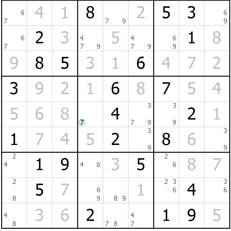 Position des candidats pour la solution de la Gr 26 page 29 du magazine de sudoku Virtuose n° 120