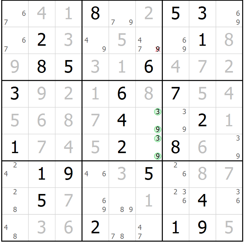 Position des candidats pour la solution de la Gr 26 page 29 du magazine de sudoku Virtuose n° 120