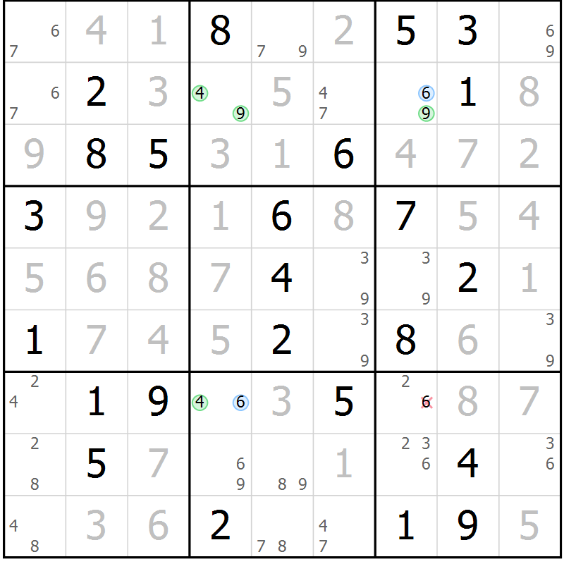 Position des candidats pour la solution de la Gr 26 page 29 du magazine de sudoku Virtuose n° 120