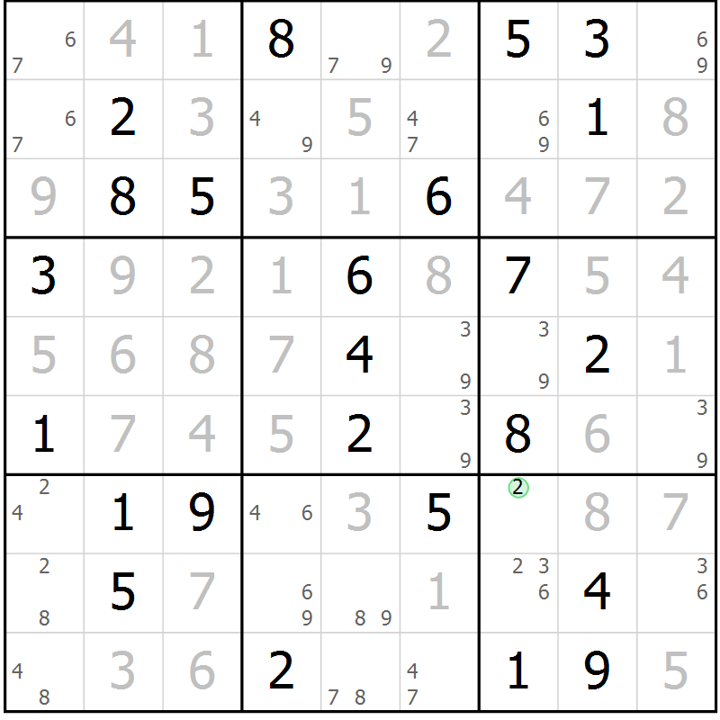 Position des candidats pour la solution de la Gr 26 page 29 du magazine de sudoku Virtuose n° 120