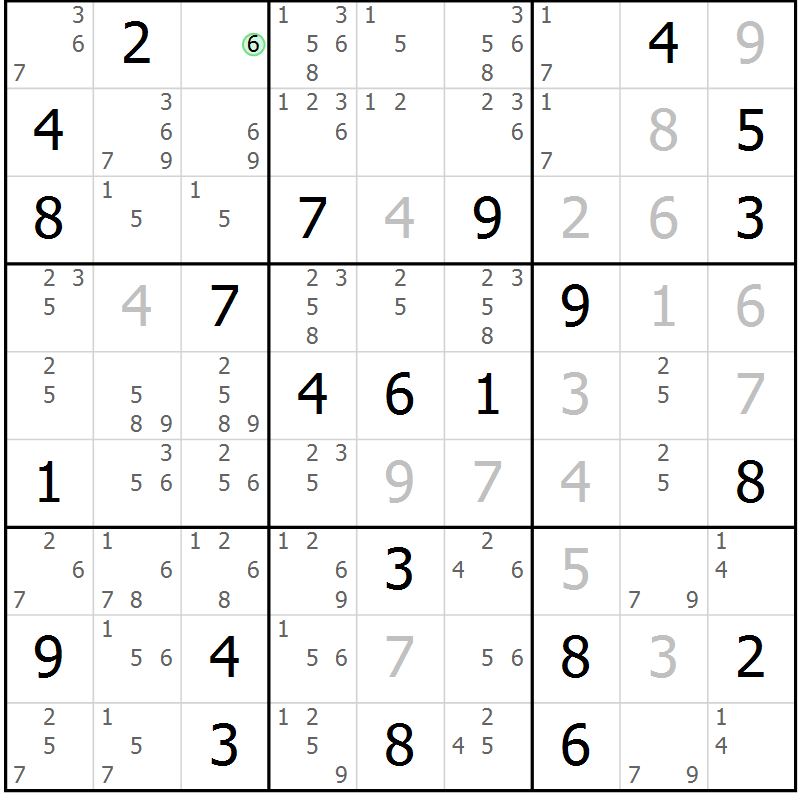 Position des candidats pour la solution de la Gr 27 page 30 du magazine de sudoku Virtuose n° 120