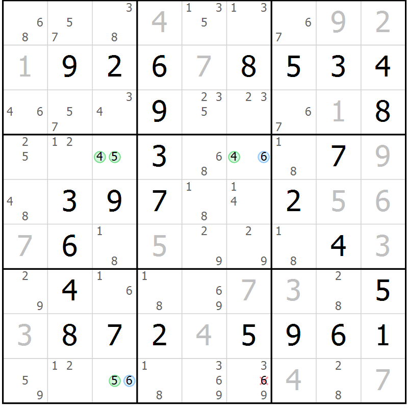 Position des candidats pour la solution de la Gr 28 page 31 du magazine de sudoku Virtuose n° 120
