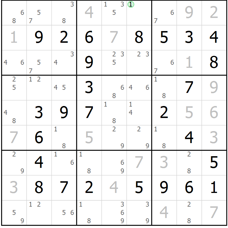 Position des candidats pour la solution de la Gr 28 page 31 du magazine de sudoku Virtuose n° 120