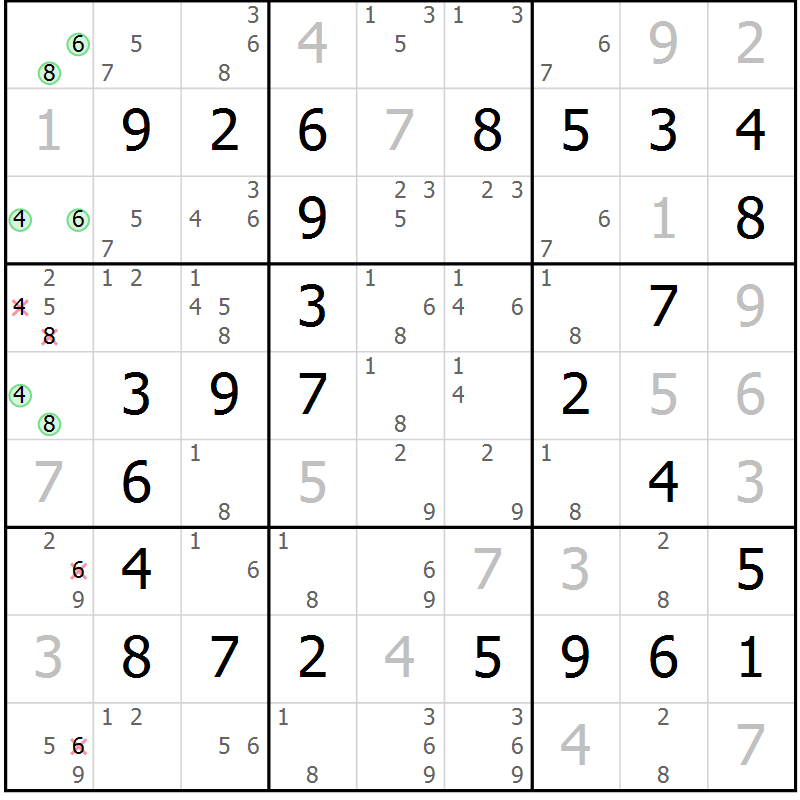 Position des candidats pour la solution de la Gr 28 page 31 du magazine de sudoku Virtuose n° 120