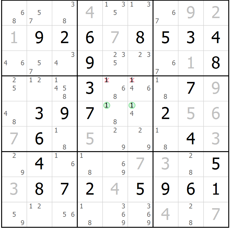 Position des candidats pour la solution de la Gr 28 page 31 du magazine de sudoku Virtuose n° 120