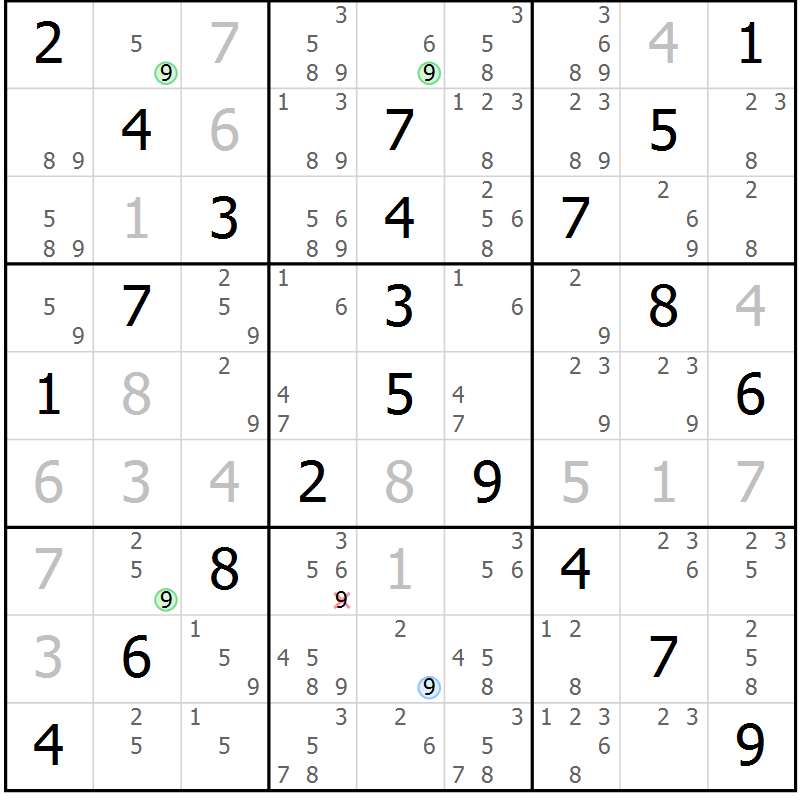 Position des candidats pour la solution de la Gr 29 page 32 du magazine de sudoku Virtuose n° 120