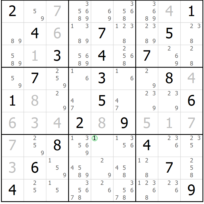 Position des candidats pour la solution de la Gr 29 page 32 du magazine de sudoku Virtuose n° 120