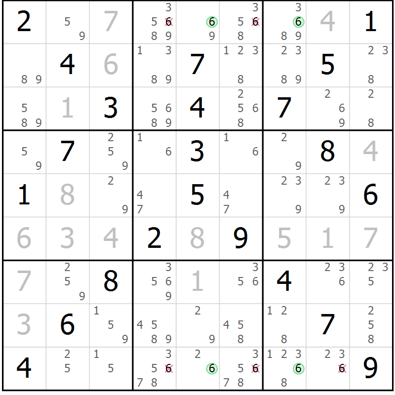 Position des candidats pour la solution de la Gr 29 page 32 du magazine de sudoku Virtuose n° 120