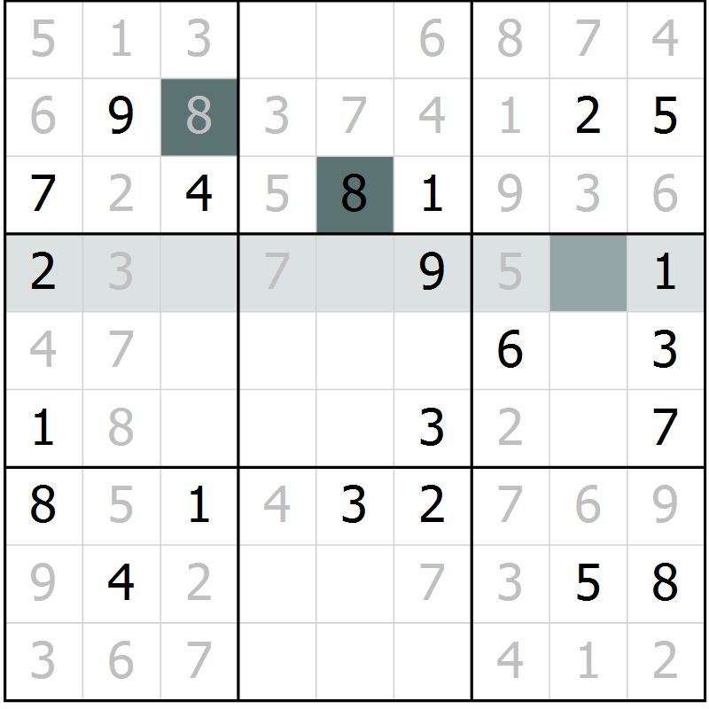 Position des candidats pour la solution de la Gr 3 page 6 du magazine de sudoku Virtuose n° 120