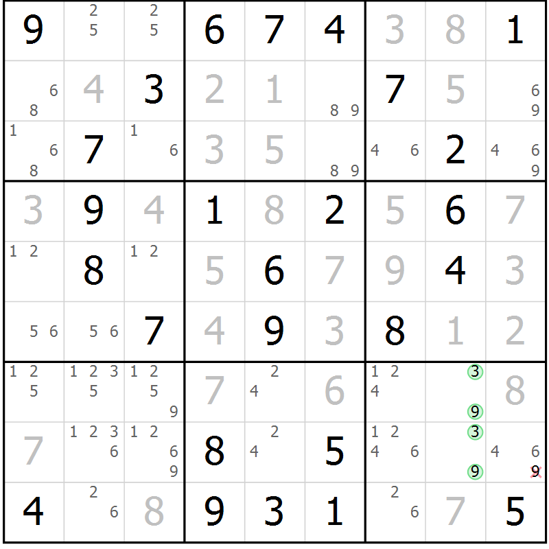 Position des candidats pour la solution de la Gr 30 page 33 du magazine de sudoku Virtuose n° 120
