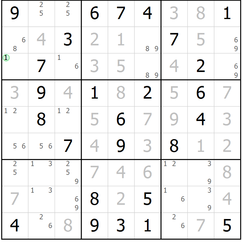 Position des candidats pour la solution de la Gr 30 page 33 du magazine de sudoku Virtuose n° 120