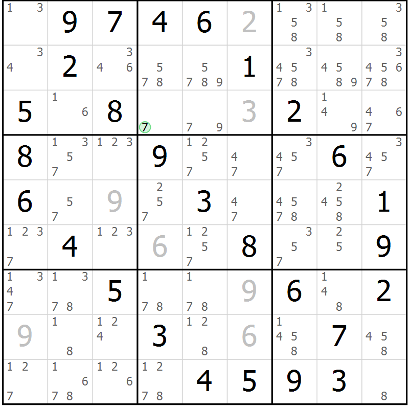 Position des candidats pour la solution de la Gr 31 page 34 du magazine de sudoku Virtuose n° 120