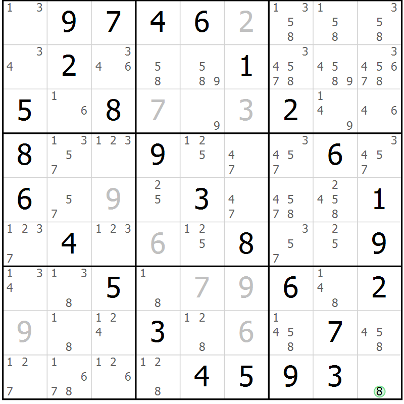 Position des candidats pour la solution de la Gr 31 page 34 du magazine de sudoku Virtuose n° 120