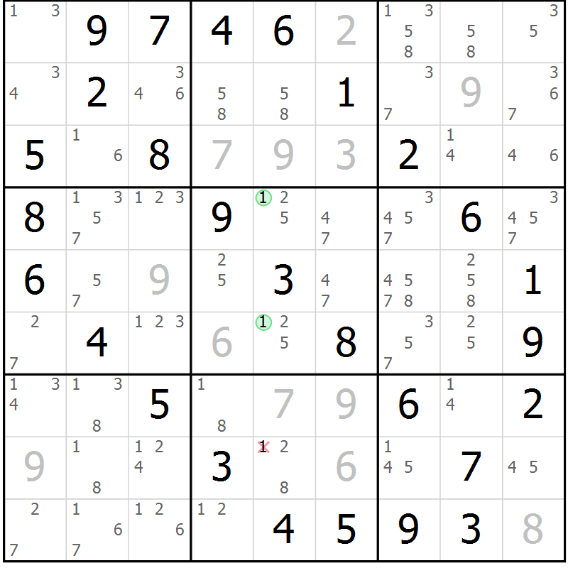 Position des candidats pour la solution de la Gr 31 page 34 du magazine de sudoku Virtuose n° 120