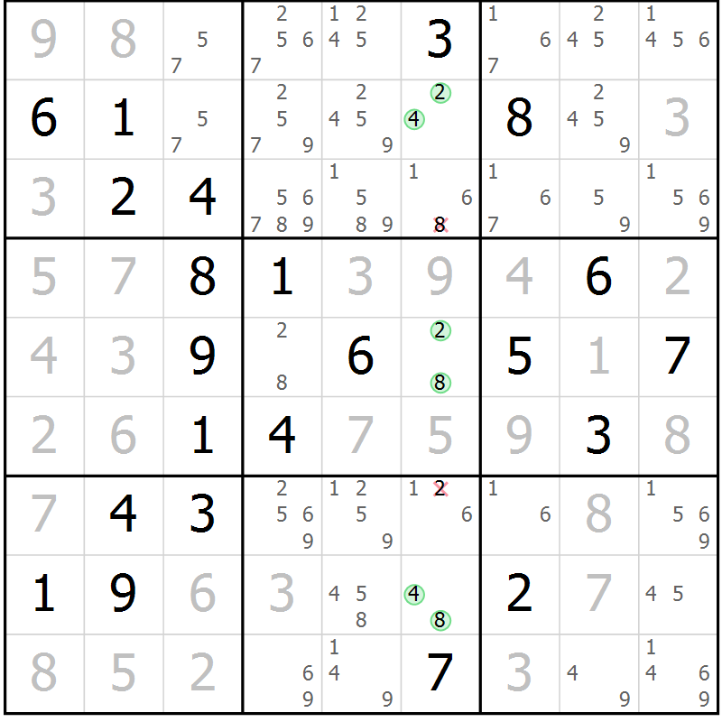 Position des candidats pour la solution de la Gr 32 page 35 du magazine de sudoku Virtuose n° 120