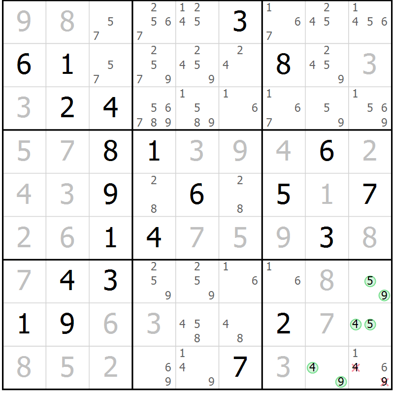 Position des candidats pour la solution de la Gr 32 page 35 du magazine de sudoku Virtuose n° 120