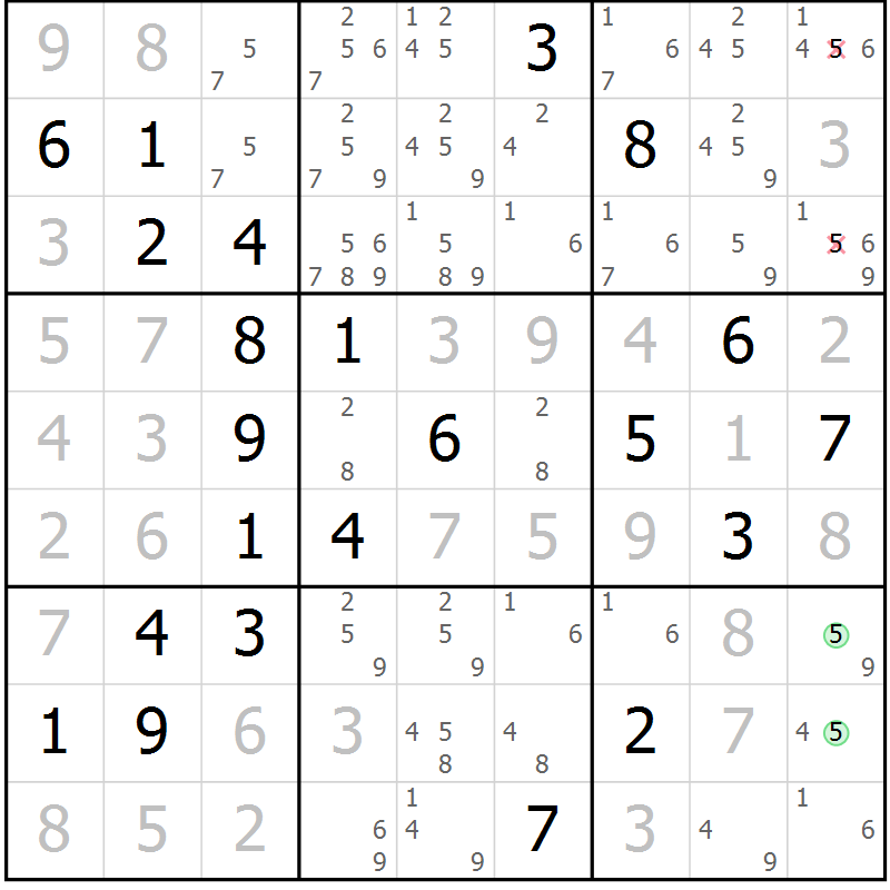 Position des candidats pour la solution de la Gr 32 page 35 du magazine de sudoku Virtuose n° 120