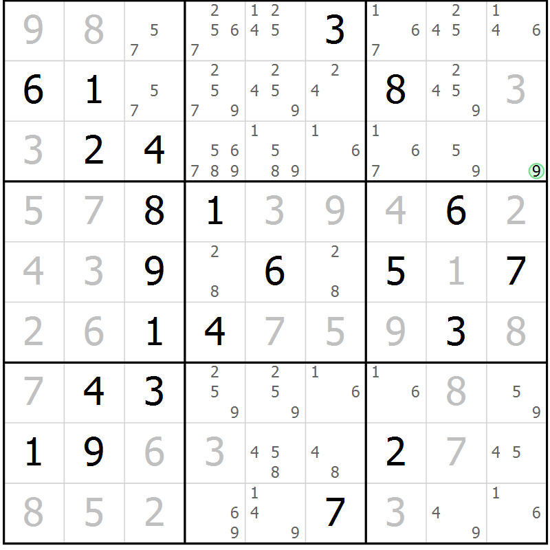 Position des candidats pour la solution de la Gr 32 page 35 du magazine de sudoku Virtuose n° 120