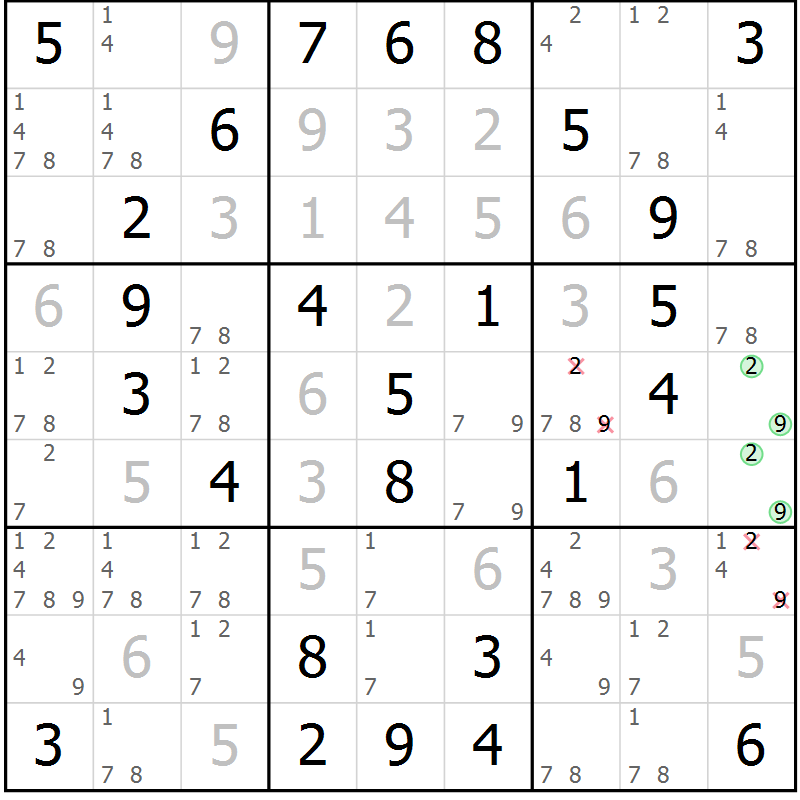 Position des candidats pour la solution de la Gr 37 page 40 du magazine de sudoku Virtuose n° 120
